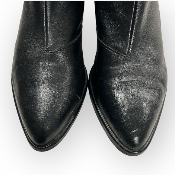 Classic Black Leather Heeled Zipper Ankle Boot - Picture 9 of 16